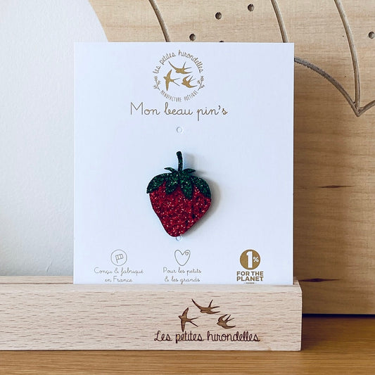 Pin's à paillettes fraise