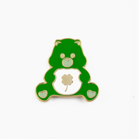 Pins Bisounours trèfle à 4 feuilles vert