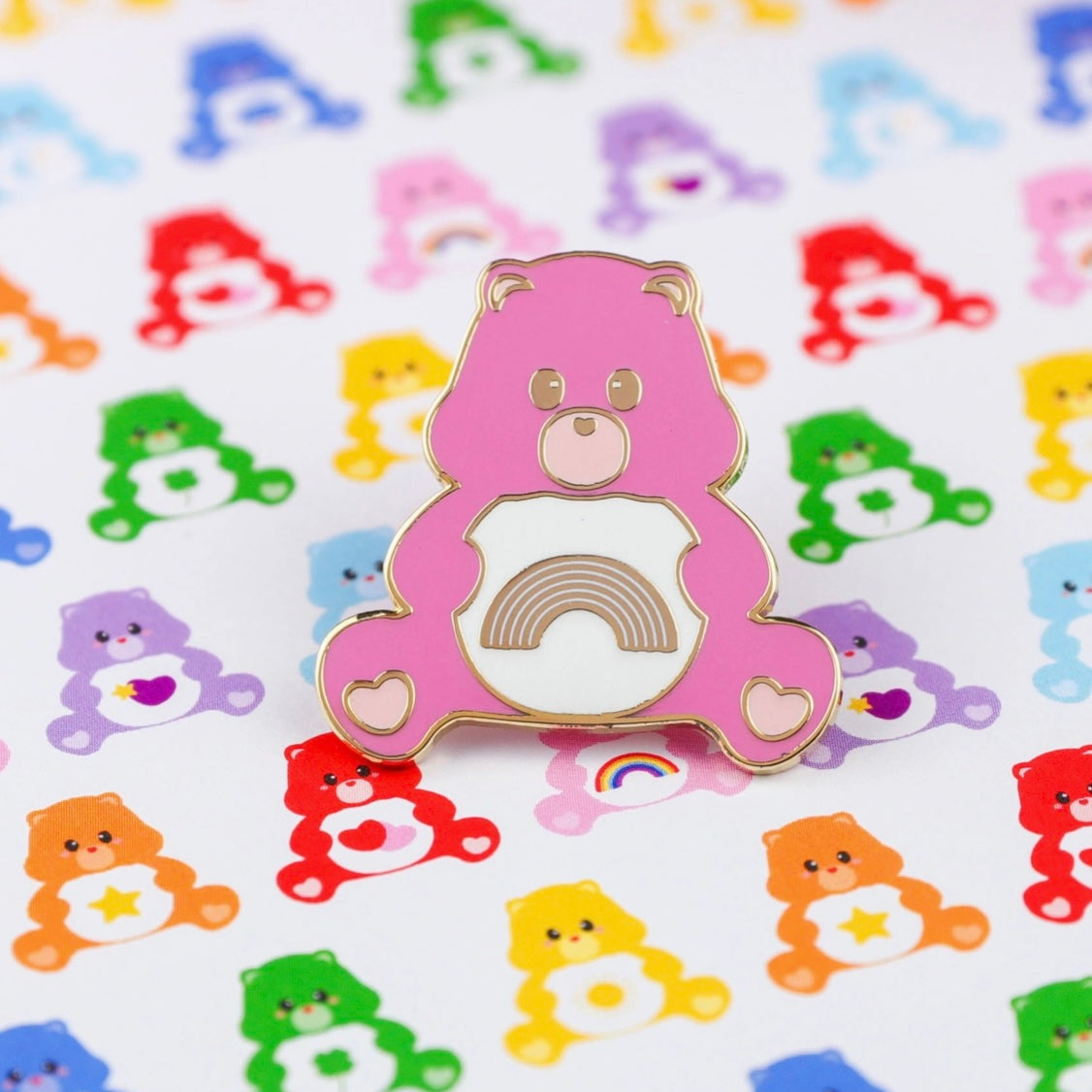 Pins Bisounours arc en ciel rose