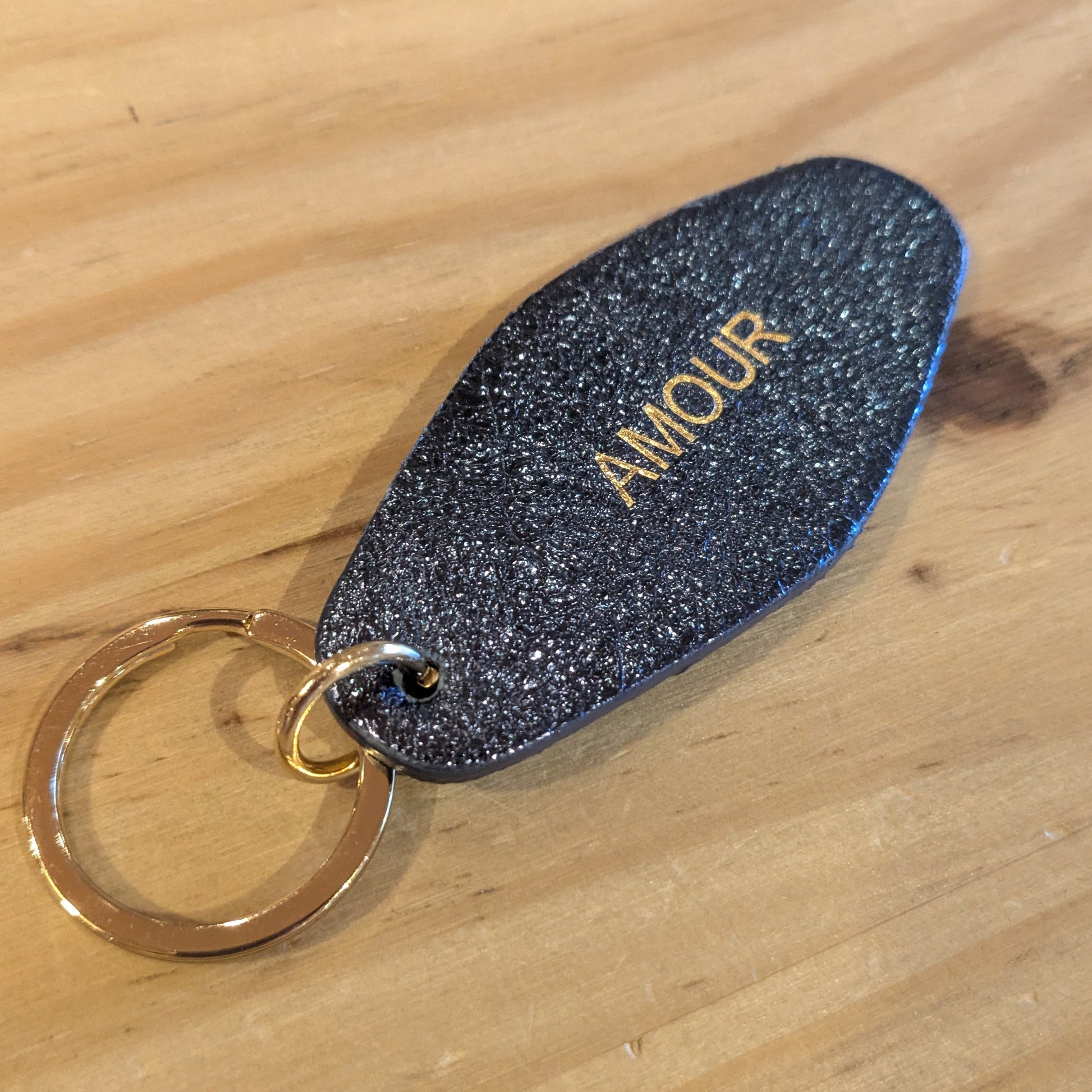 cuir porte clé message amour marine