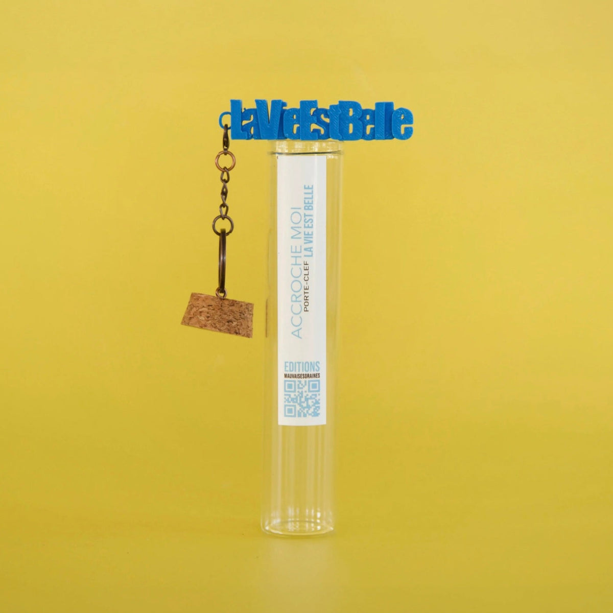 Porte-clef La vie est belle bleu