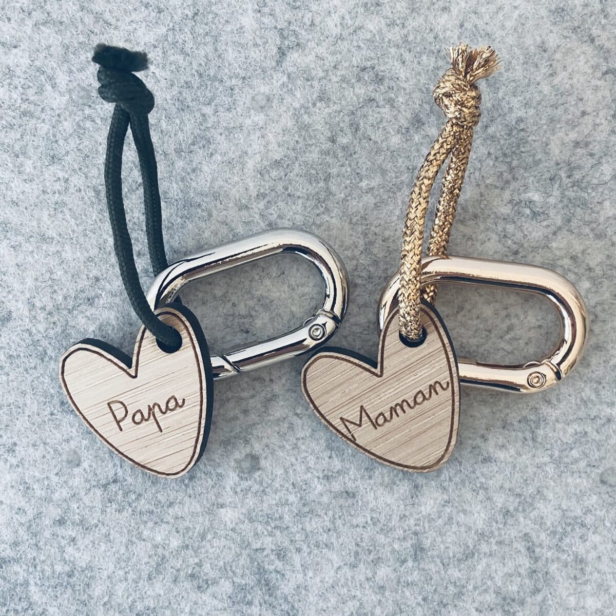 Porte-clés coeur bois Papa