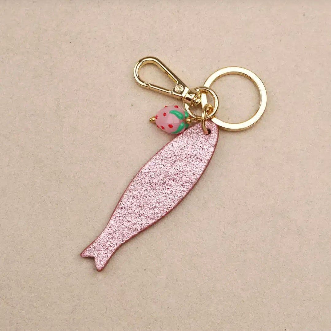Porte clé cuir poisson et grigri