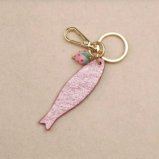Porte clé cuir poisson et grigri