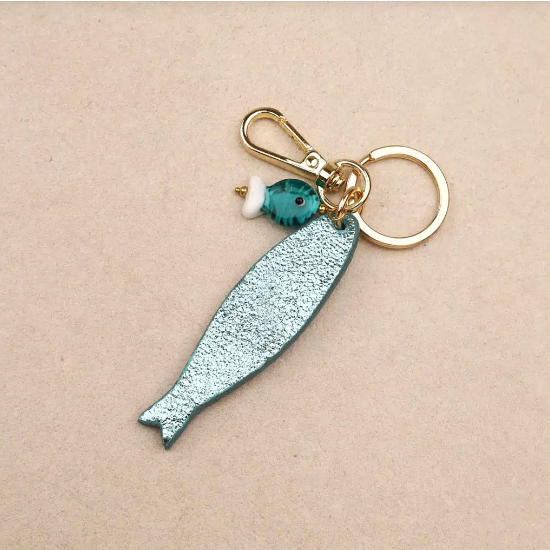 Porte clé cuir poisson et grigri