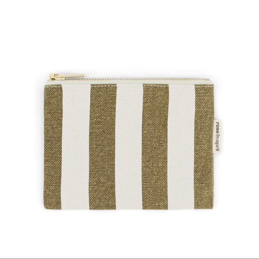 Porte monnaie rayures Olive et greige