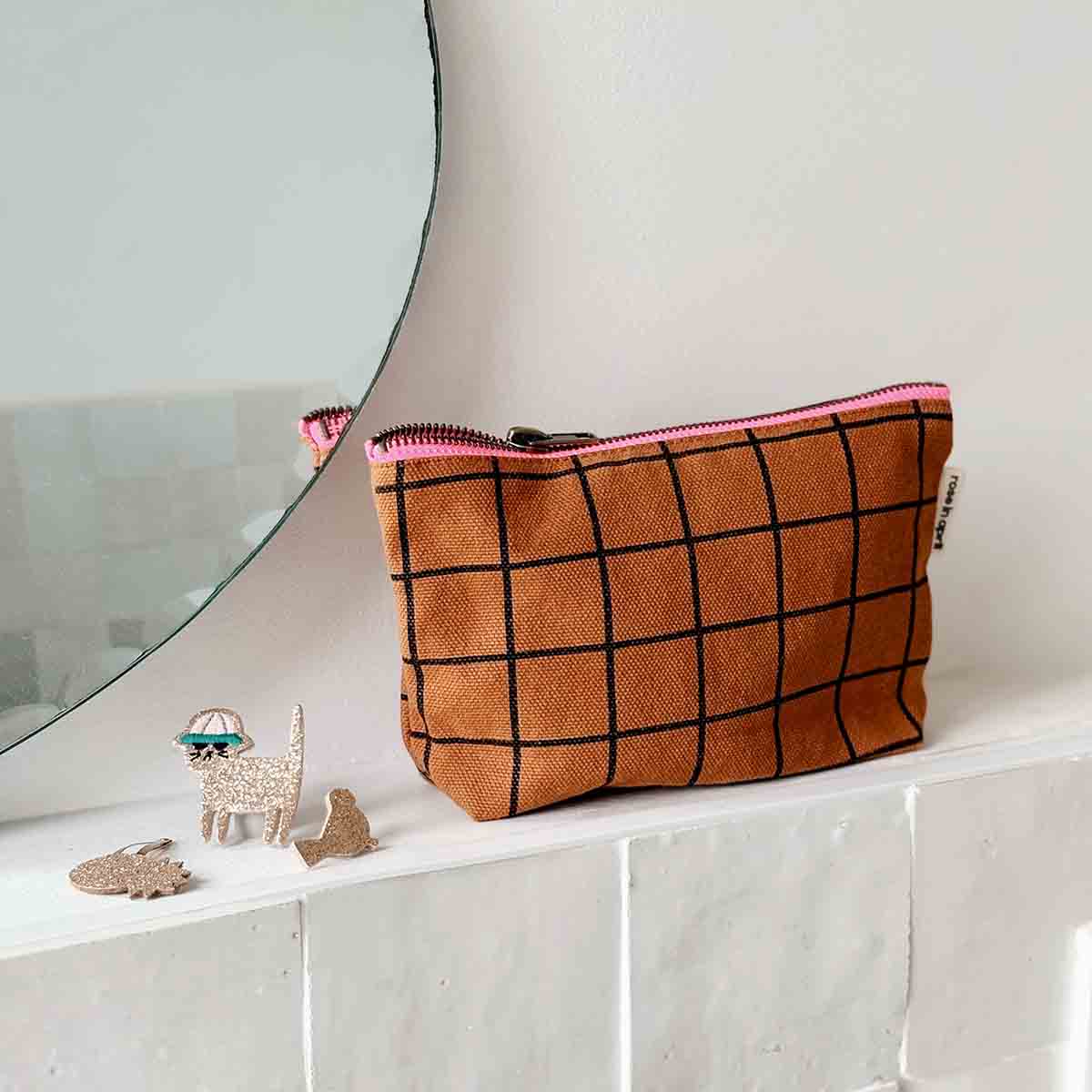 Pochette Sofia Check Ginger Zip Neon Pink - Rose in April