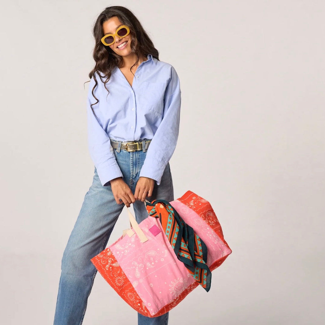 Sac cabas bandana Rose et Orange