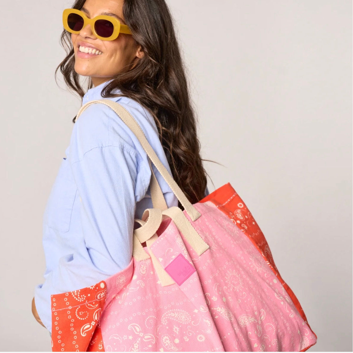 Sac cabas bandana Rose et Orange