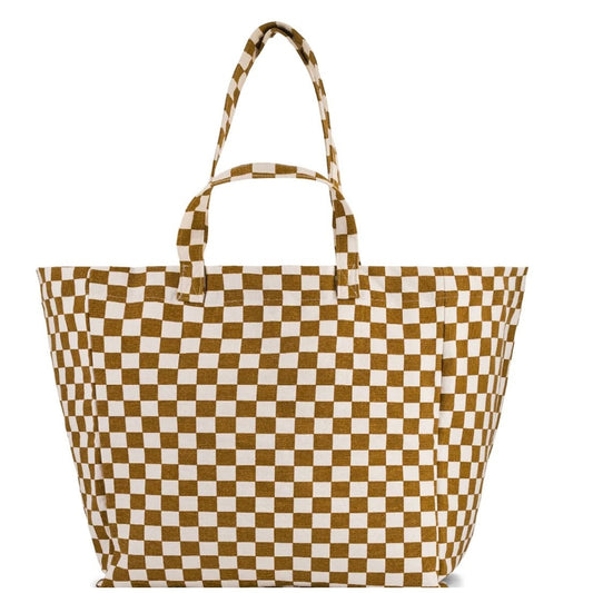 Sac cabas damier caramel