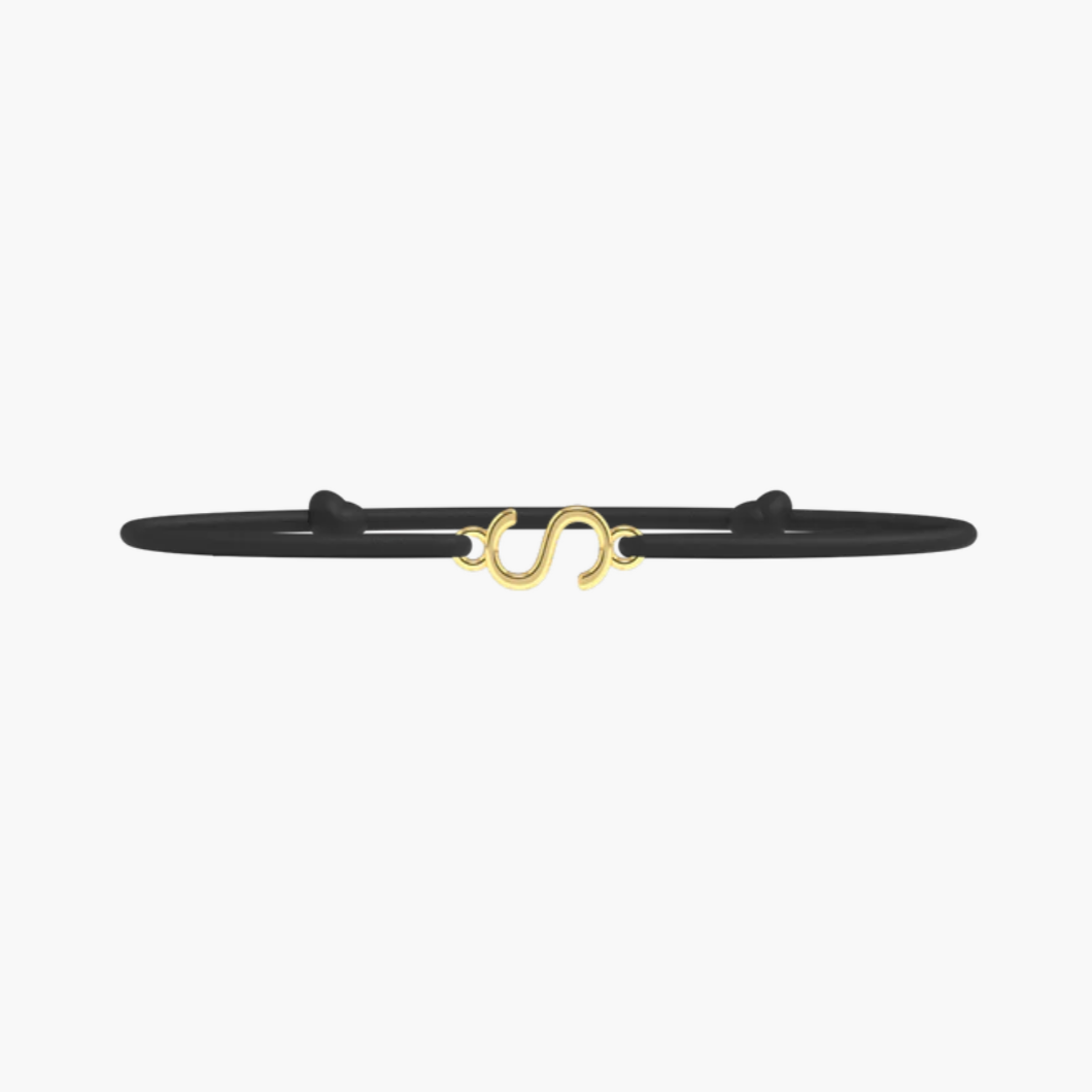 Bracelet Lettre- lien fin Noir