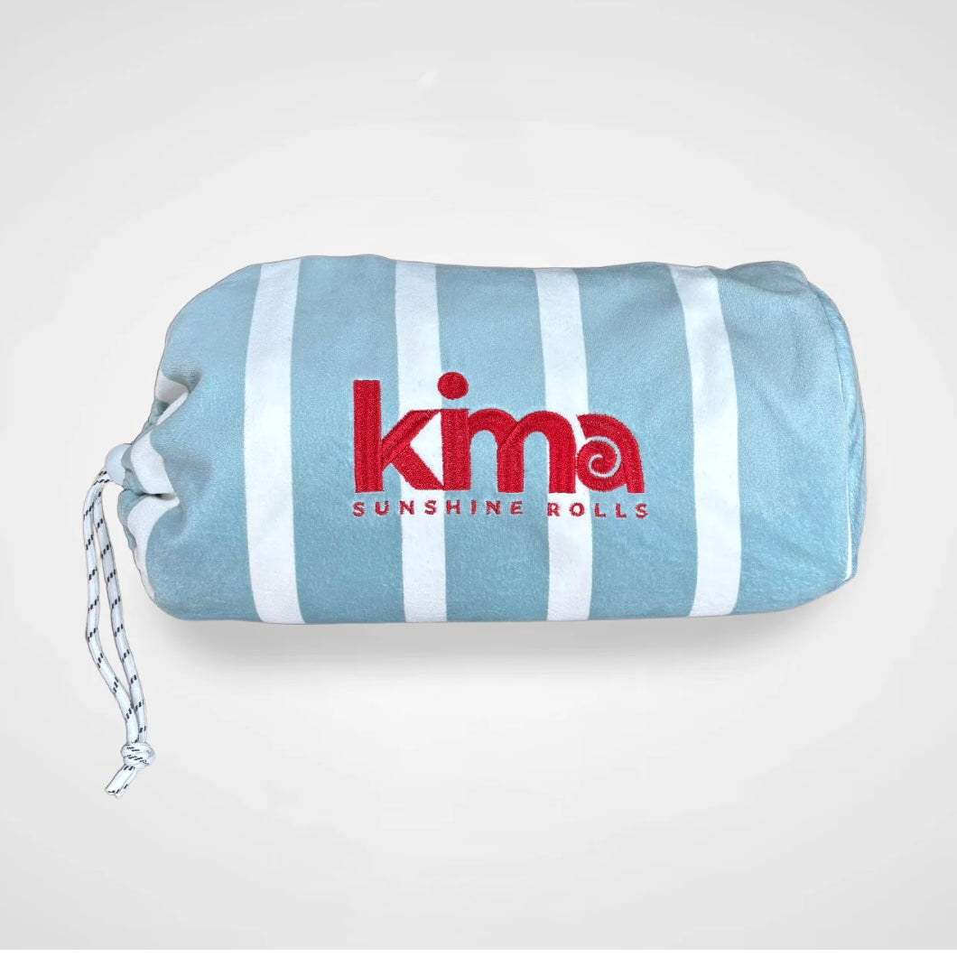 Serviette de plage XXL coton & microfibres - rayures bleu