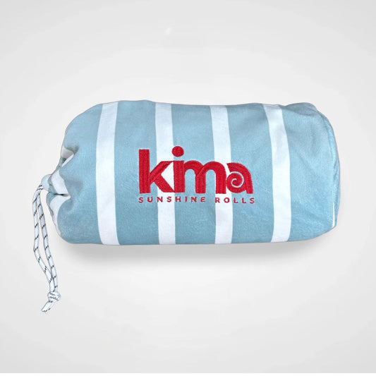 Serviette de plage XXL coton & microfibres - rayures bleu