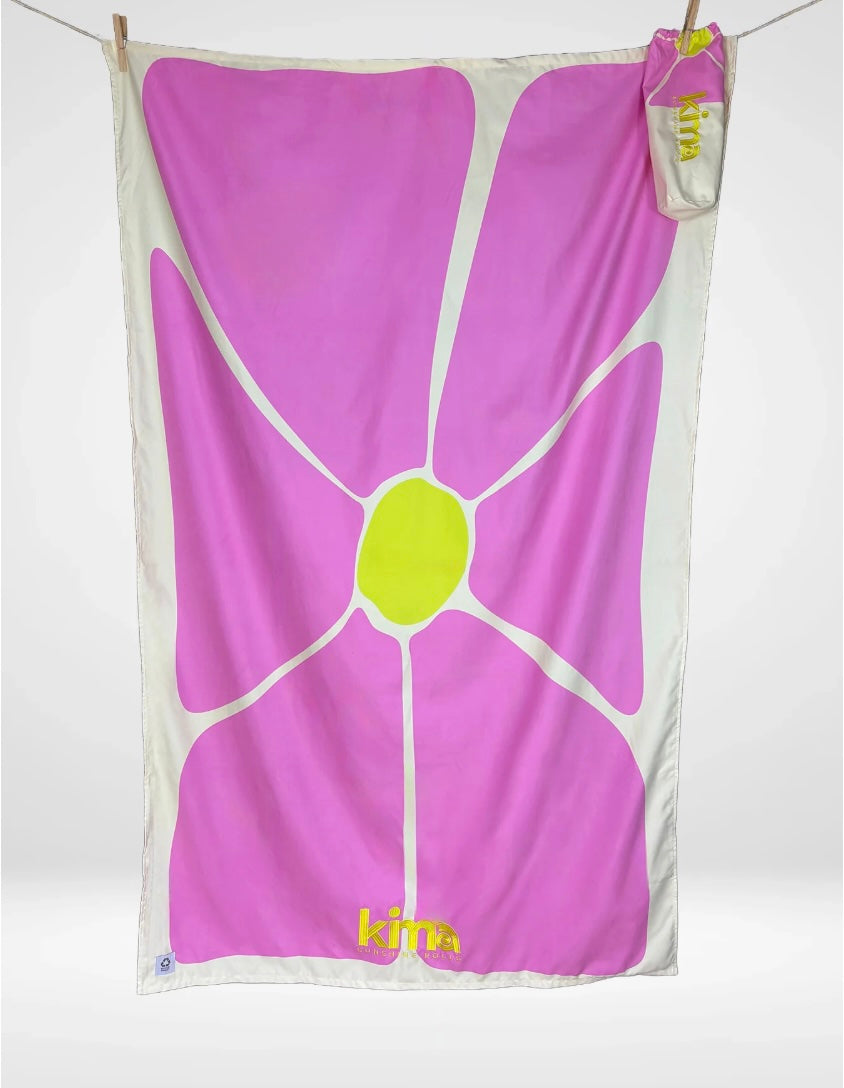 Serviette de plage XXL en microfibres - Flower rose