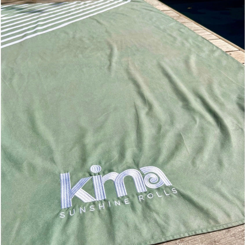 Serviette de plage XXL en microfibres - Lines kaki