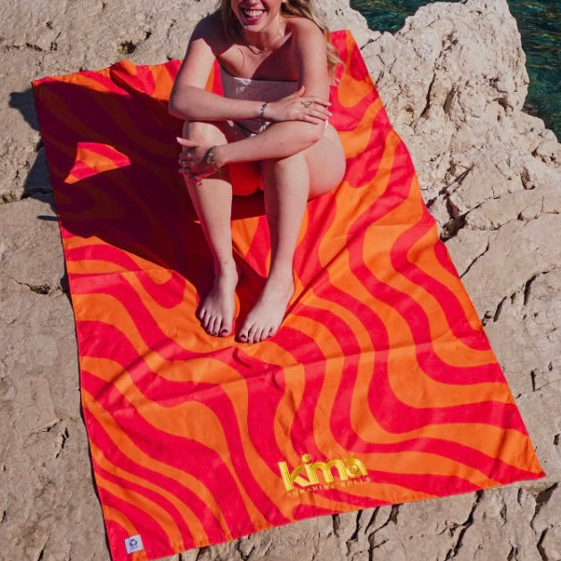 Serviette de plage XXL en microfibres - Wavy Bonbon