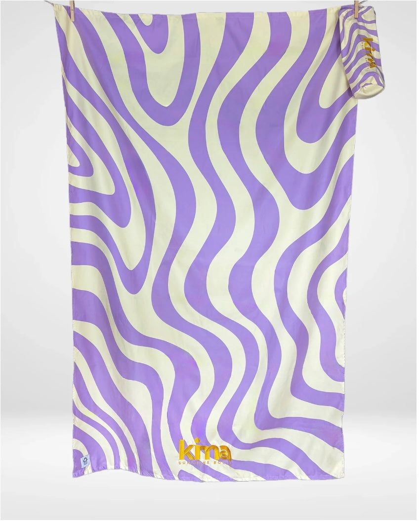 Serviette de plage XXL en microfibres - Wavy Lavande