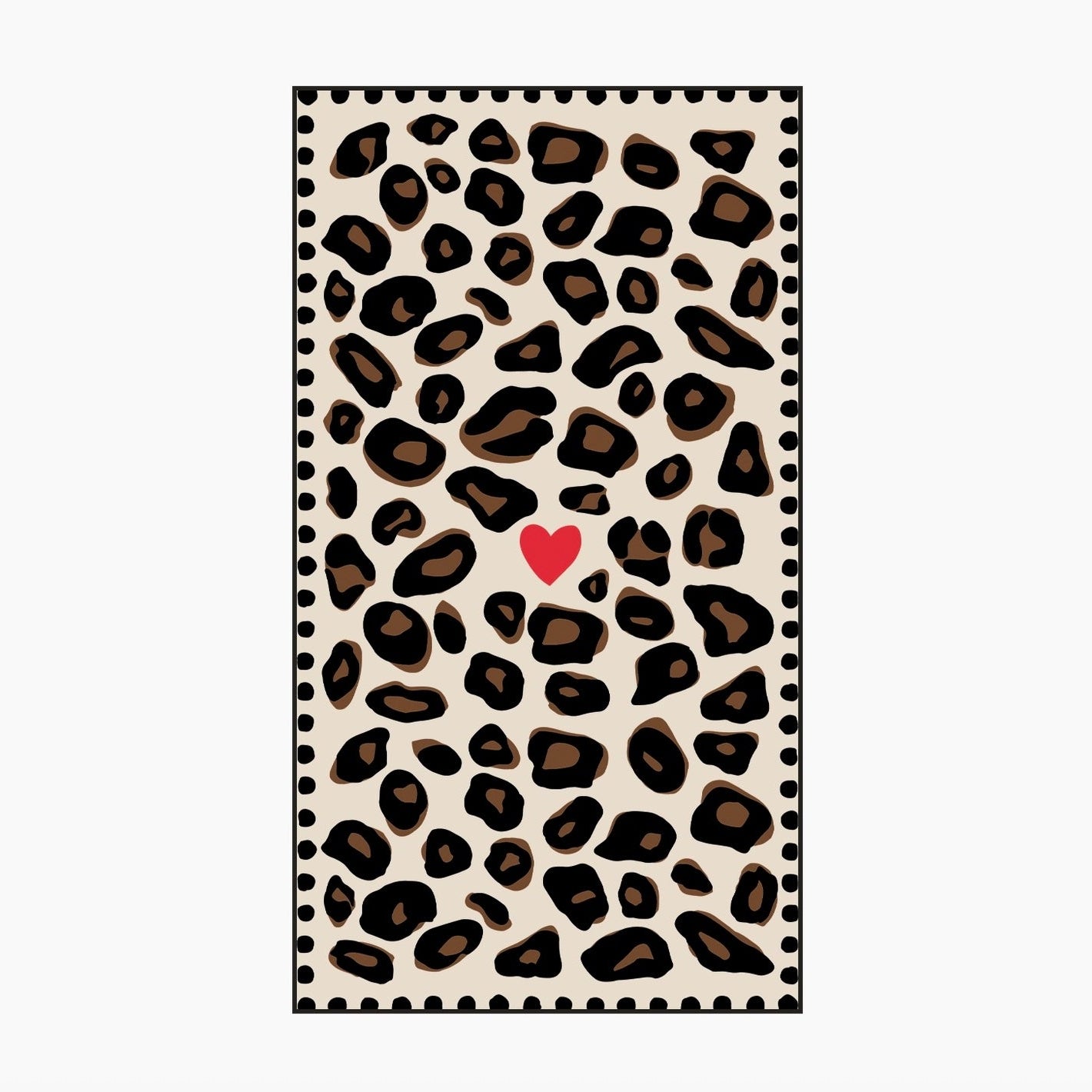 Serviette en papier rectangle léopard coeur rouge