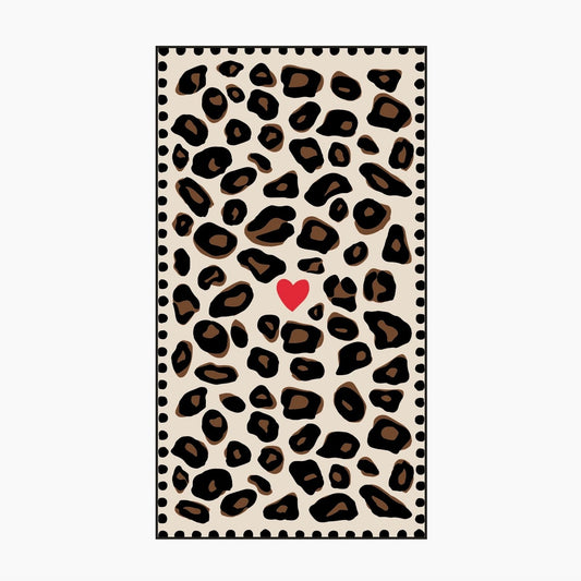Serviette en papier rectangle léopard coeur rouge