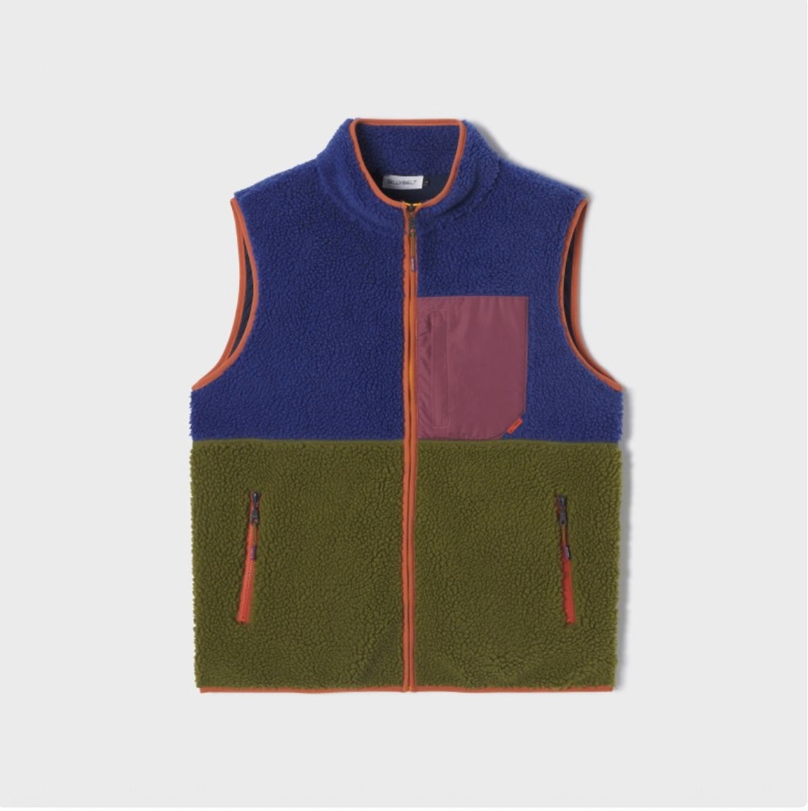 Veste sherpa mixte zippée sans manches - Bleu & kaki