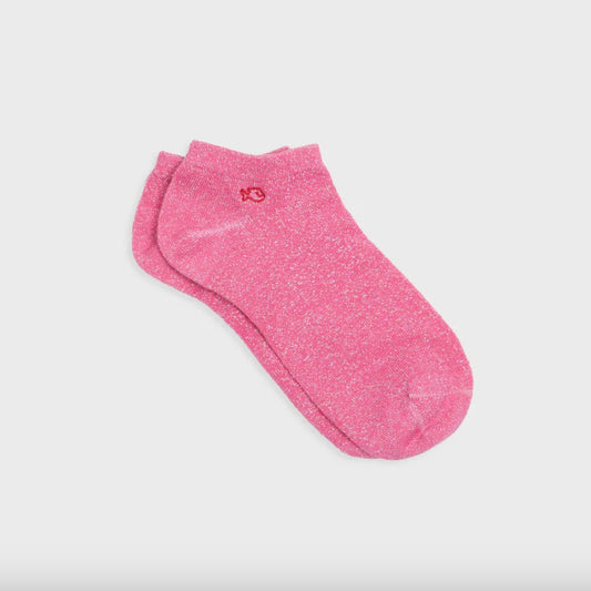 Socquette coton rose paillettes