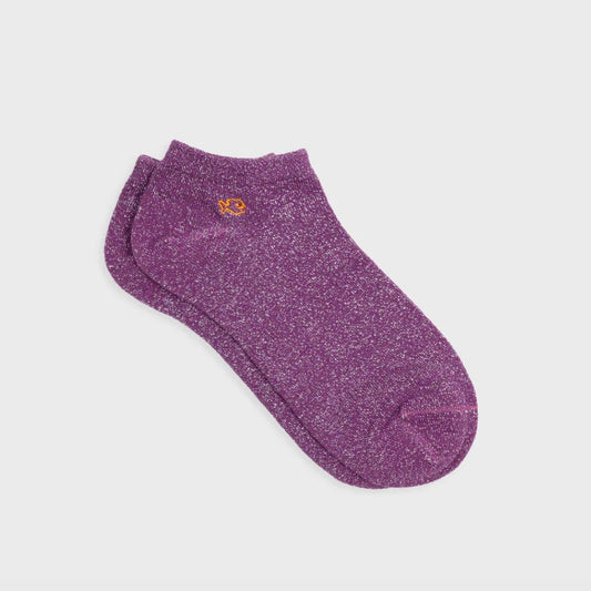 Socquette coton violet paillettes
