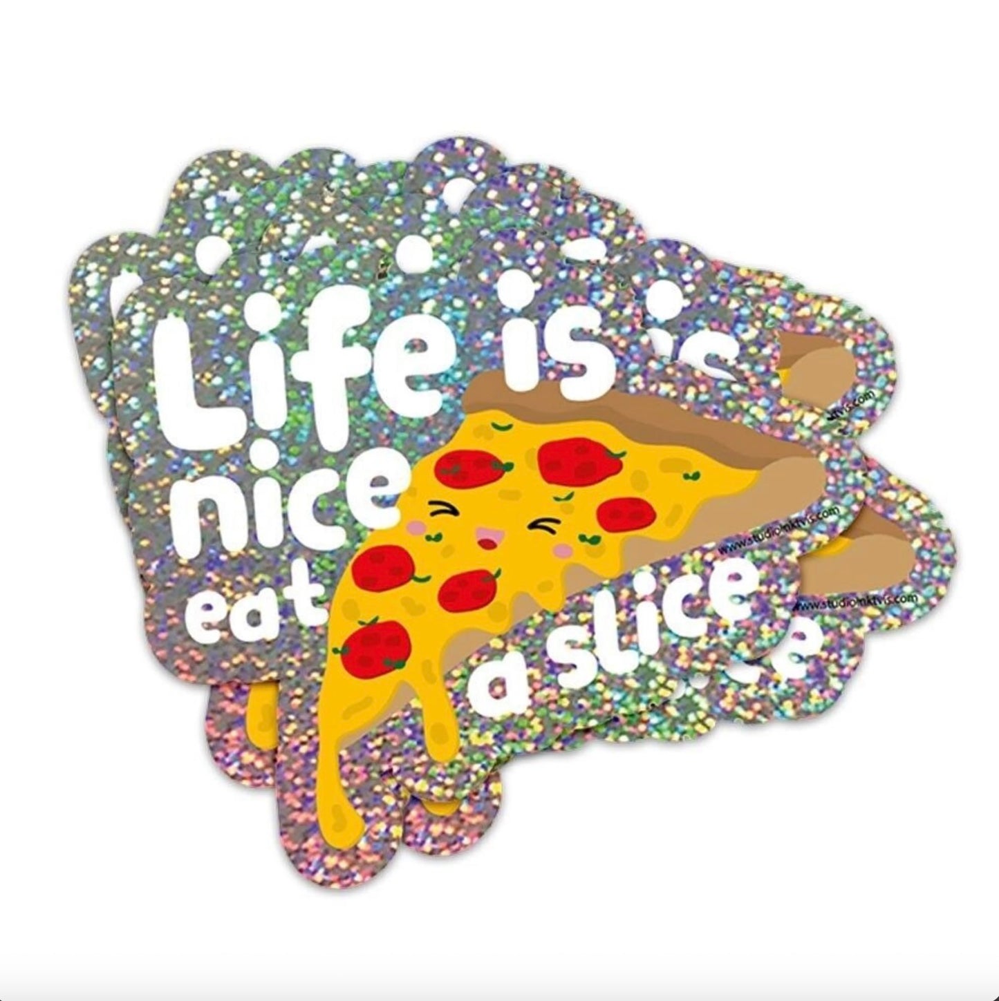 Sticker Life is nice eat pizza