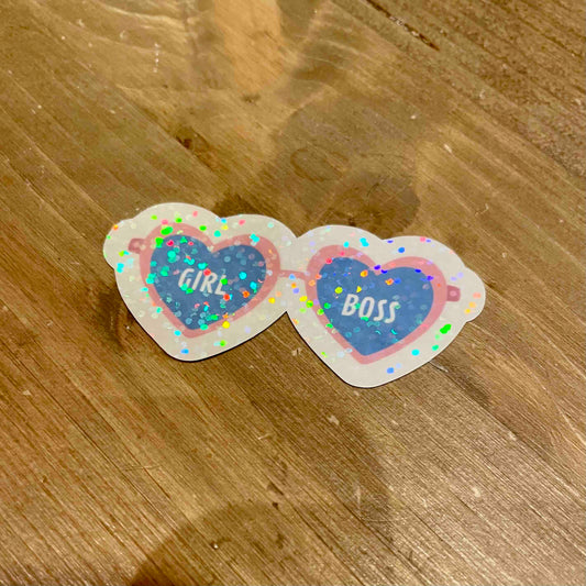 Sticker Lunettes coeur Girl boss