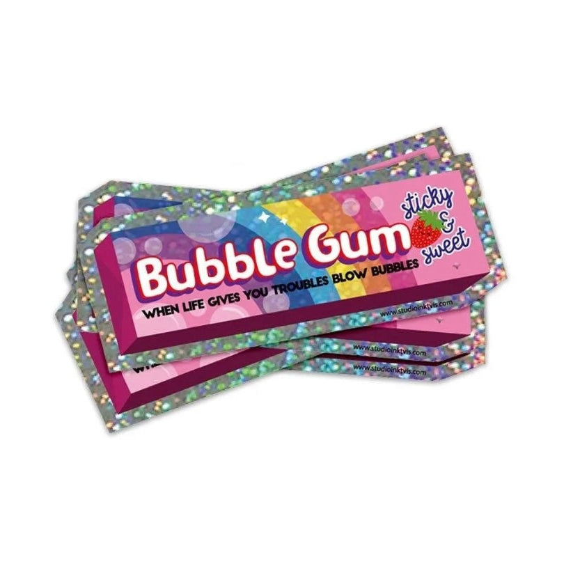 Sticker pailleté Bubblegum avec arc-en-ciel