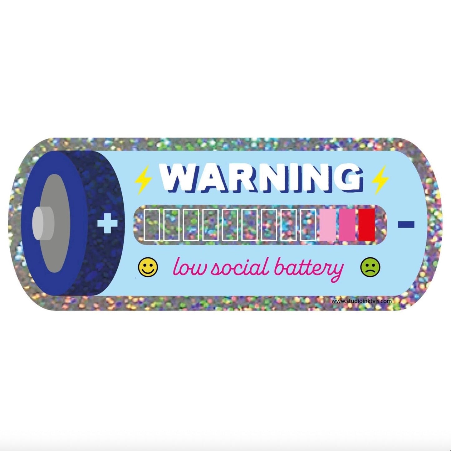 Sticker warning low social battery