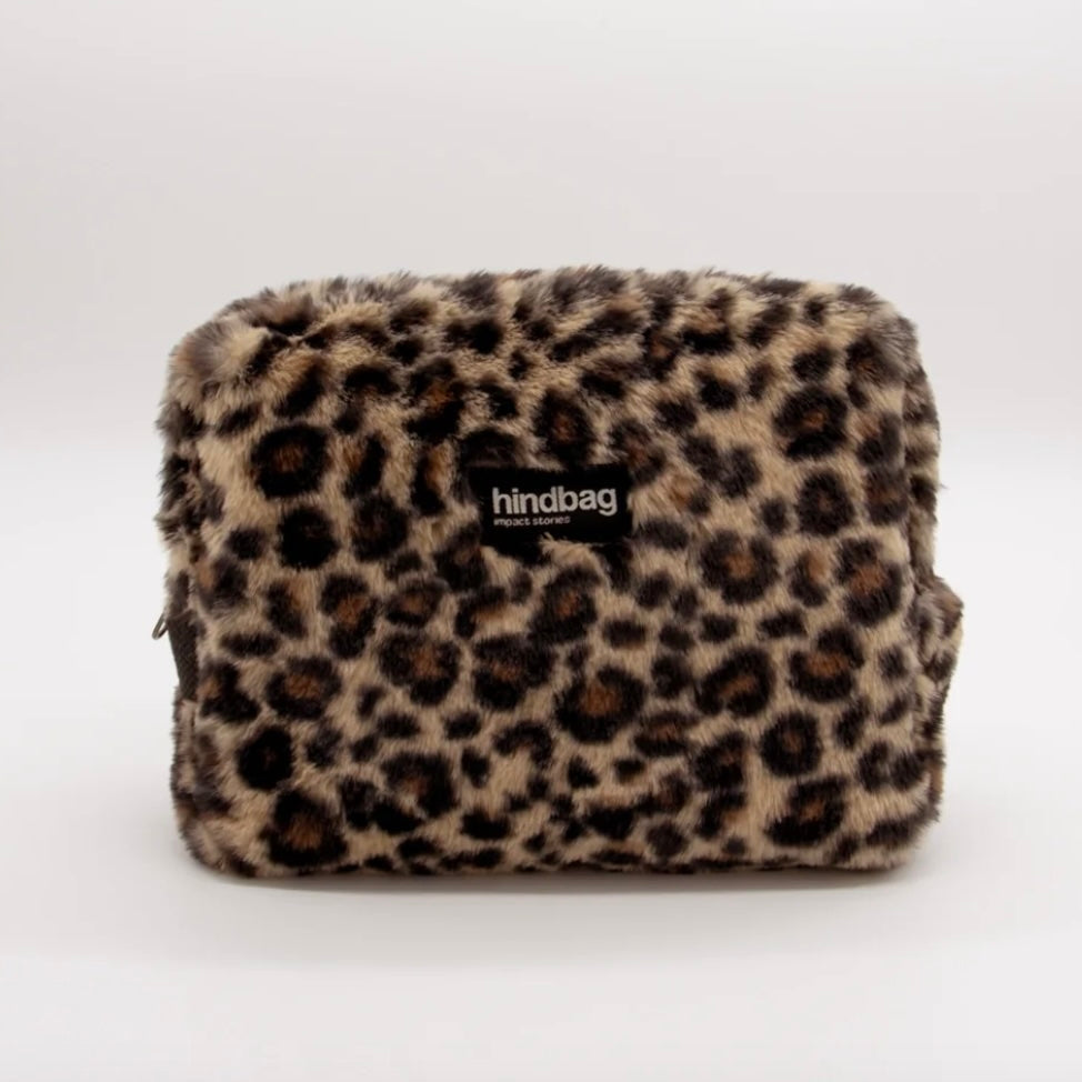 Trousse de toilette fausse fourrure léopard