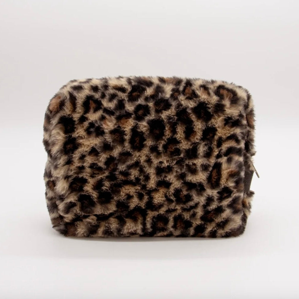 Trousse de toilette fausse fourrure léopard