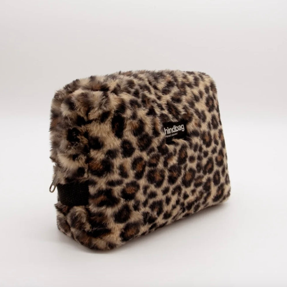 Trousse de toilette fausse fourrure léopard