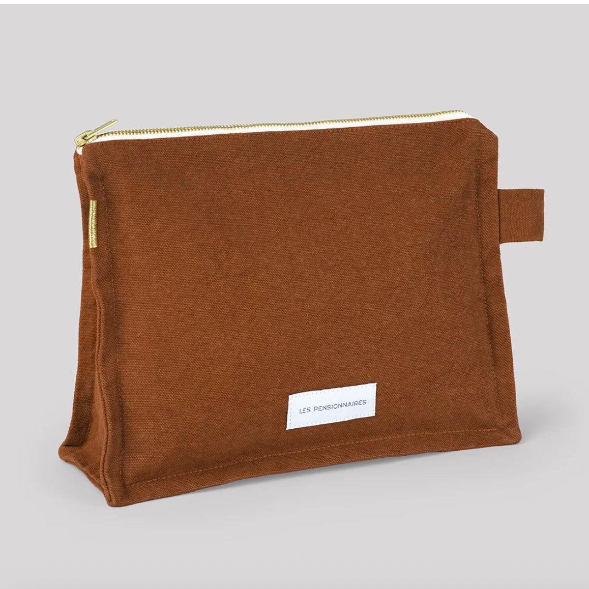 Trousse de toilette en toile de coton bio - Marron caramel
