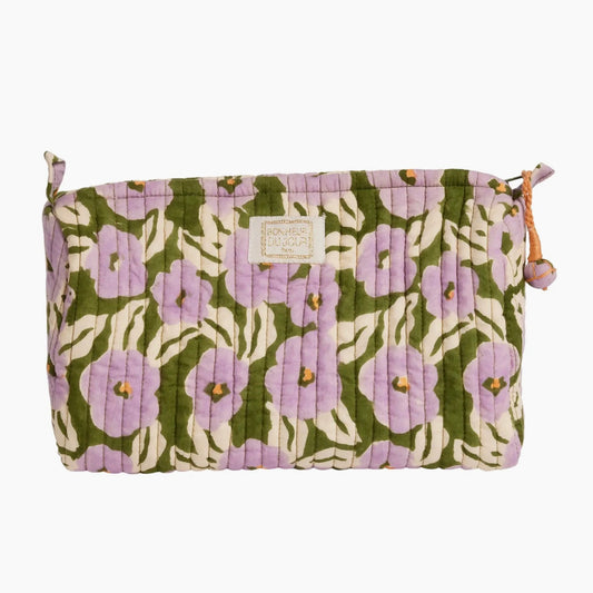 Trousse de toilette fleurs mauves