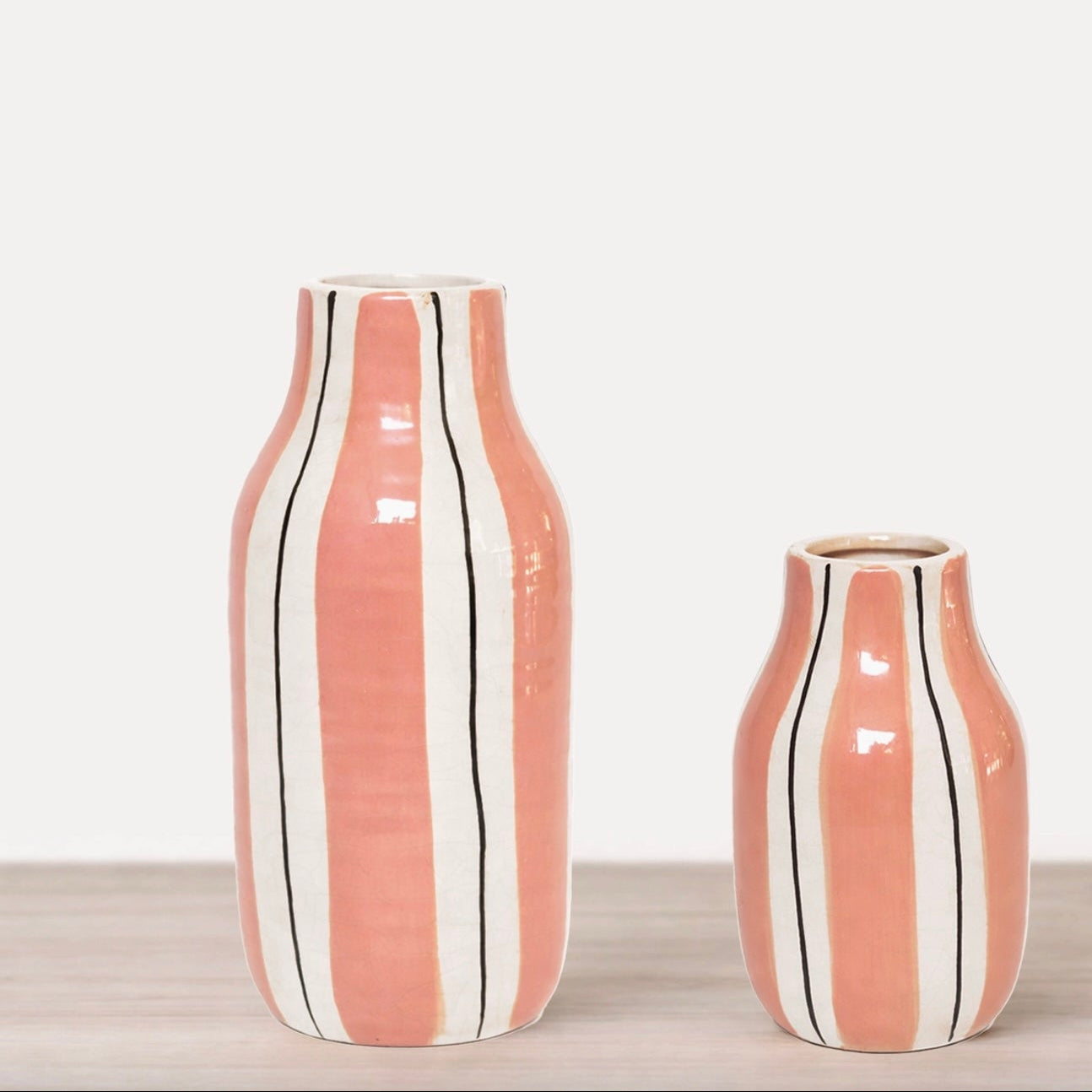 Vase Giulia rayé Rose