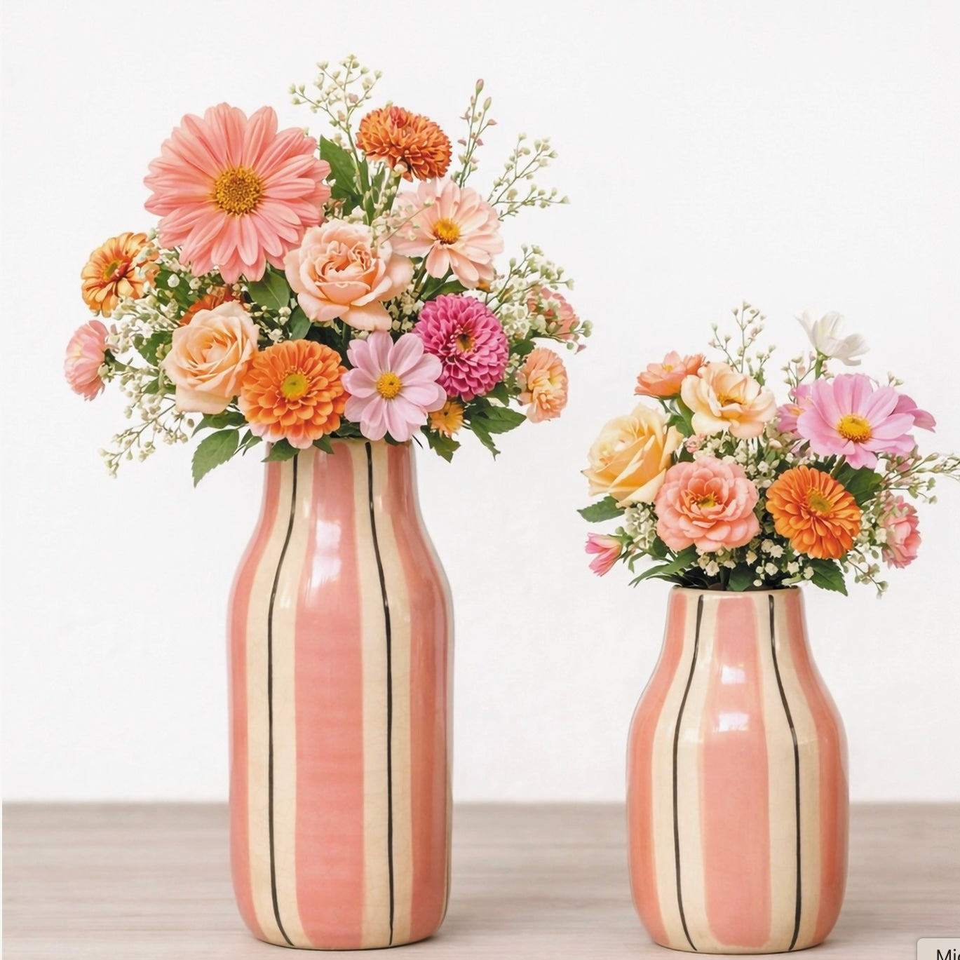 Vase Giulia rayé Rose
