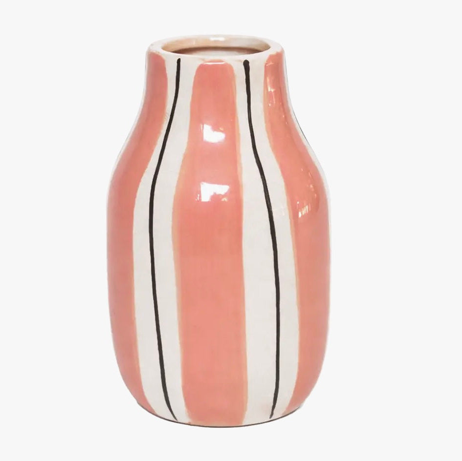 Vase Giulia rayé Rose