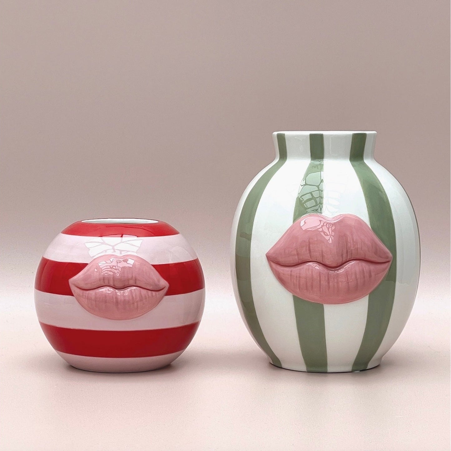 Grand vase kiss rayures vertes