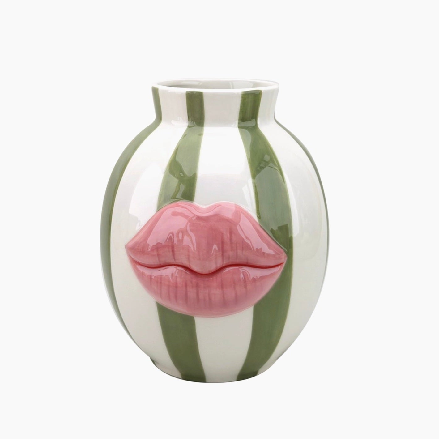 Grand vase kiss rayures vertes
