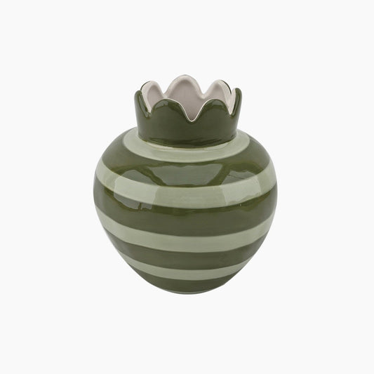 Vase ondule rayures vertes