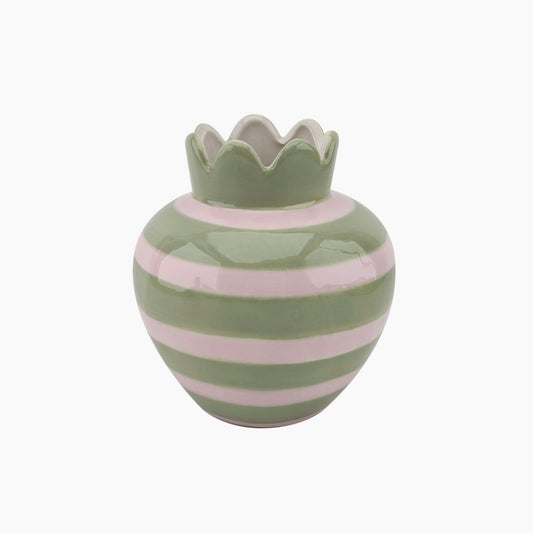 Vase ondule rayures roses et vertes