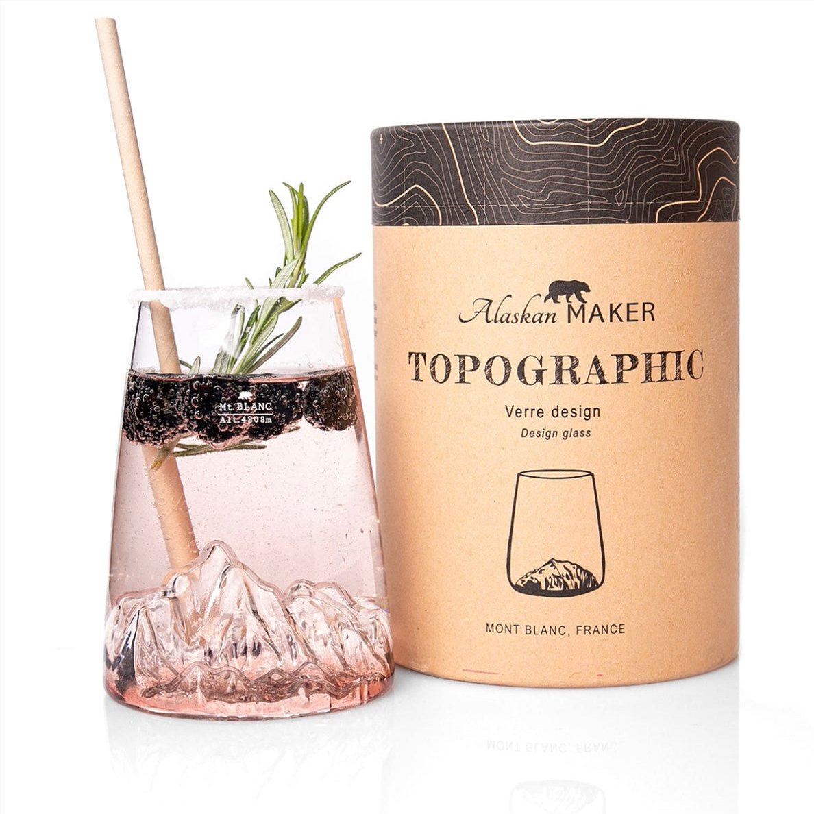 Verre Design topographic: Mont Blanc