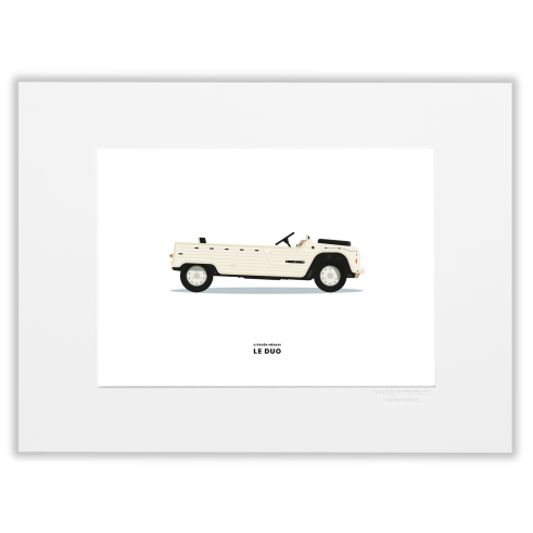 Affiche voiture citroen mehari blanche