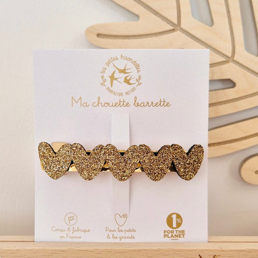 Barrette clip pailletée coeurs