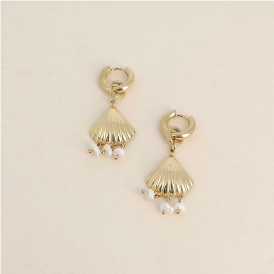 Boucles d'oreilles coquillage & perles d'eau douce (Copie)