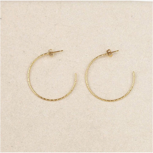 Boucles d'oreilles créoles fines texturées 35mm