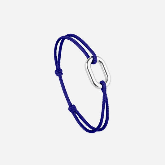 Bracelet Maillon 16mn plaqué argent - lien fin bleu roi