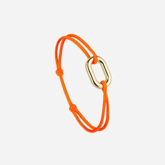 Bracelet Maillon 16mn - lien fin orange fluo plaqué or