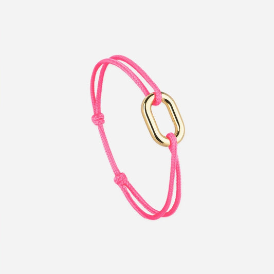 Bracelet Maillon 16mn - lien fin rose fluo plaqué or